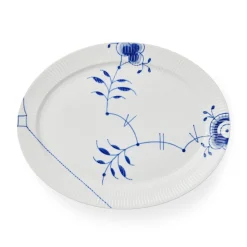 Blå Mega Riflet fad, 35 cm