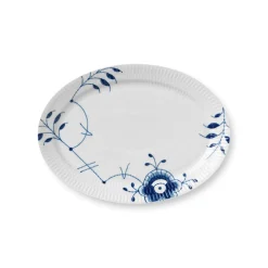 Blå Mega Riflet fad, 28 cm