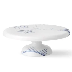 Blå Mega Riflet fad på fod, 29,5 cm