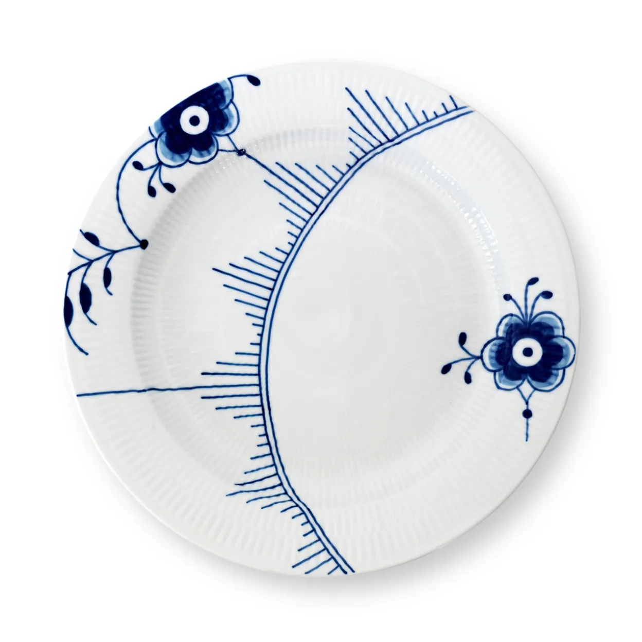 Blå Mega Riflet rundt fad, 33 cm
