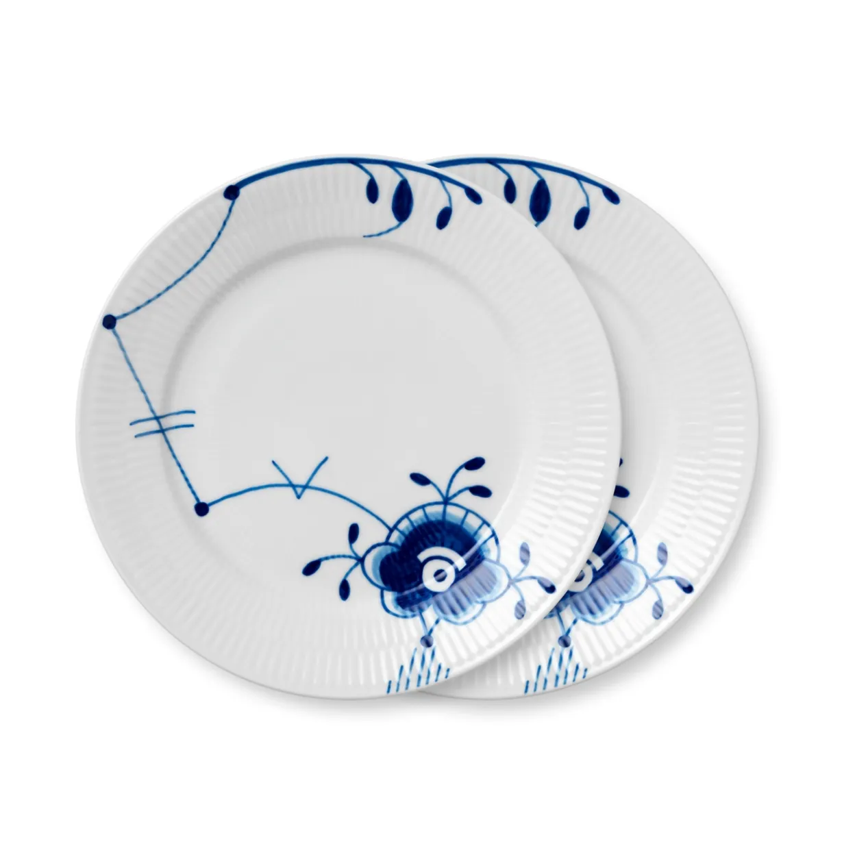Blå Mega Riflet tallerken, 22 cm, 2 stk.