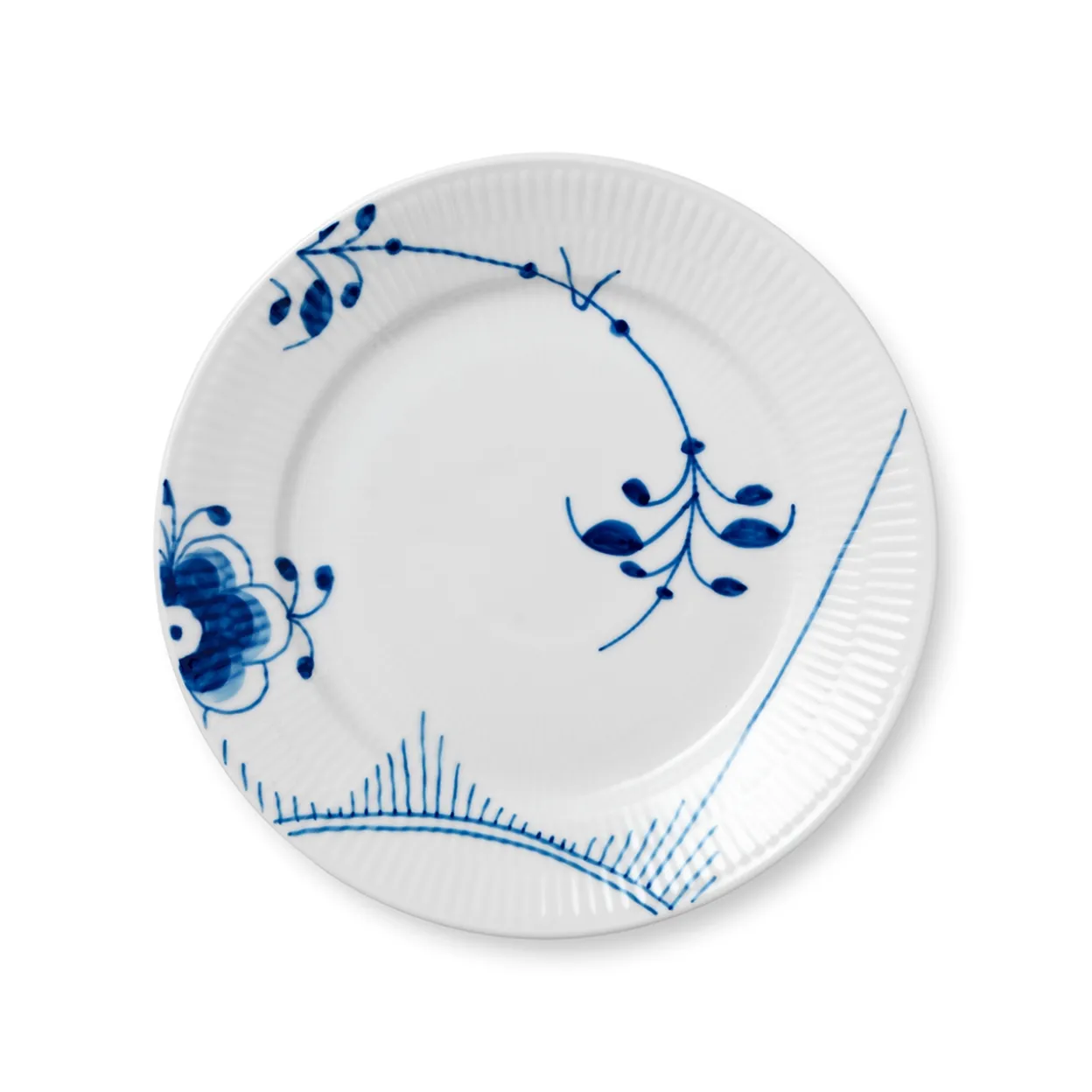 Blå Mega Riflet tallerken, dekoration 2, 22 cm
