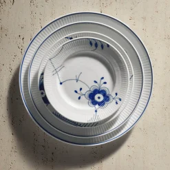 Blå Mega Riflet tallerken, dekoration 6, 17 cm