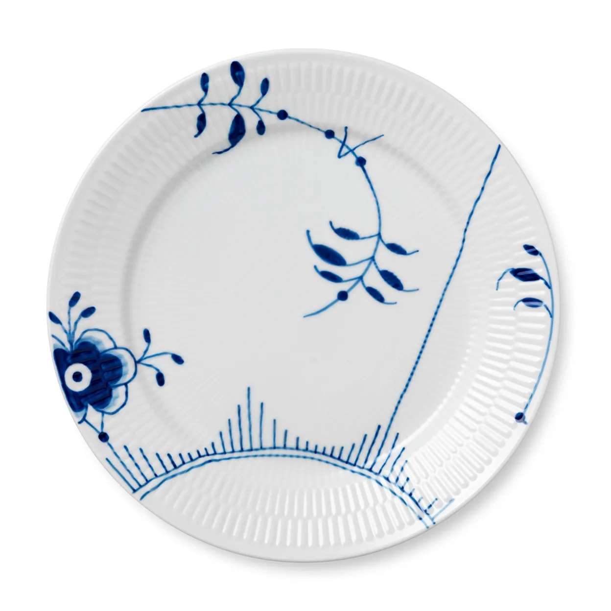Blå Mega Riflet tallerken, dekoration 2, 27 cm