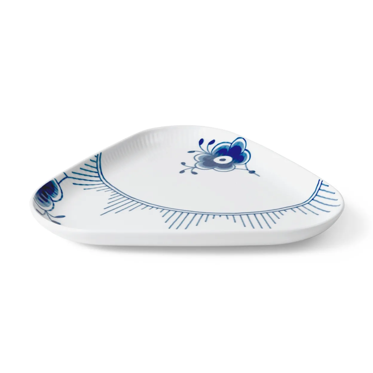 Blå Mega Riflet trekantet fad, 23 cm