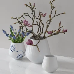 Blå Mega Riflet vase, 15 cm