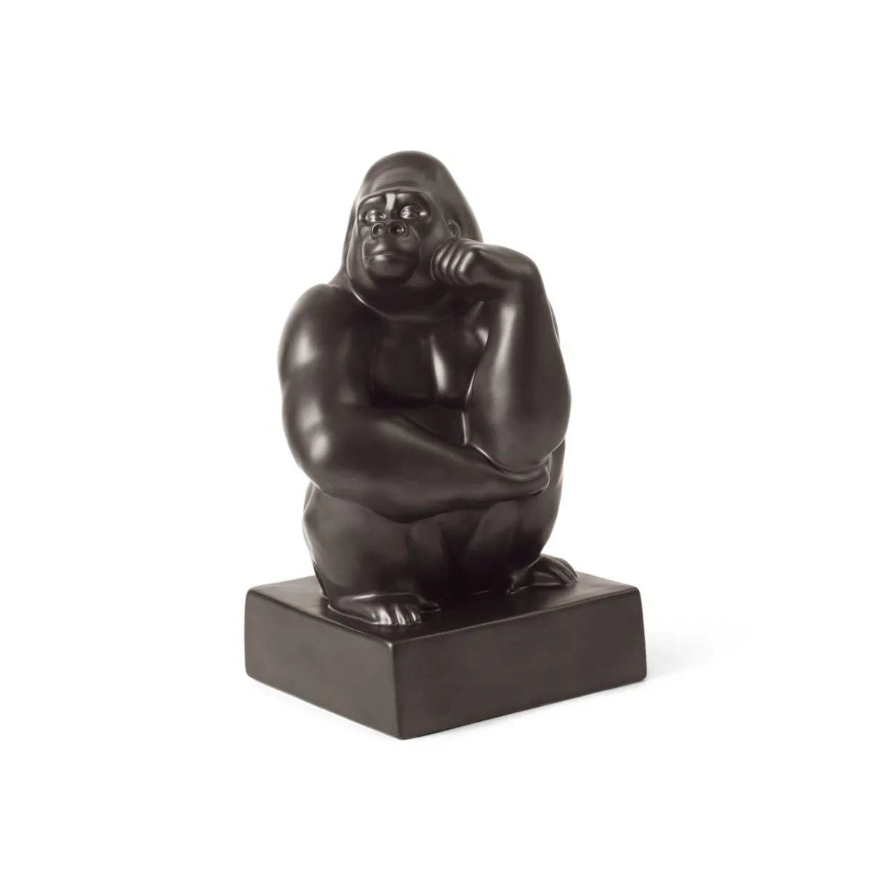 Figurer gorilla med hånd mod kind, 21 cm