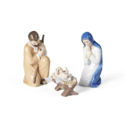 Figurer krybbespil, Joseph, Maria og Jesusbarnet, 13 cm, 13 cm, 5,5 cm, 3 stk.