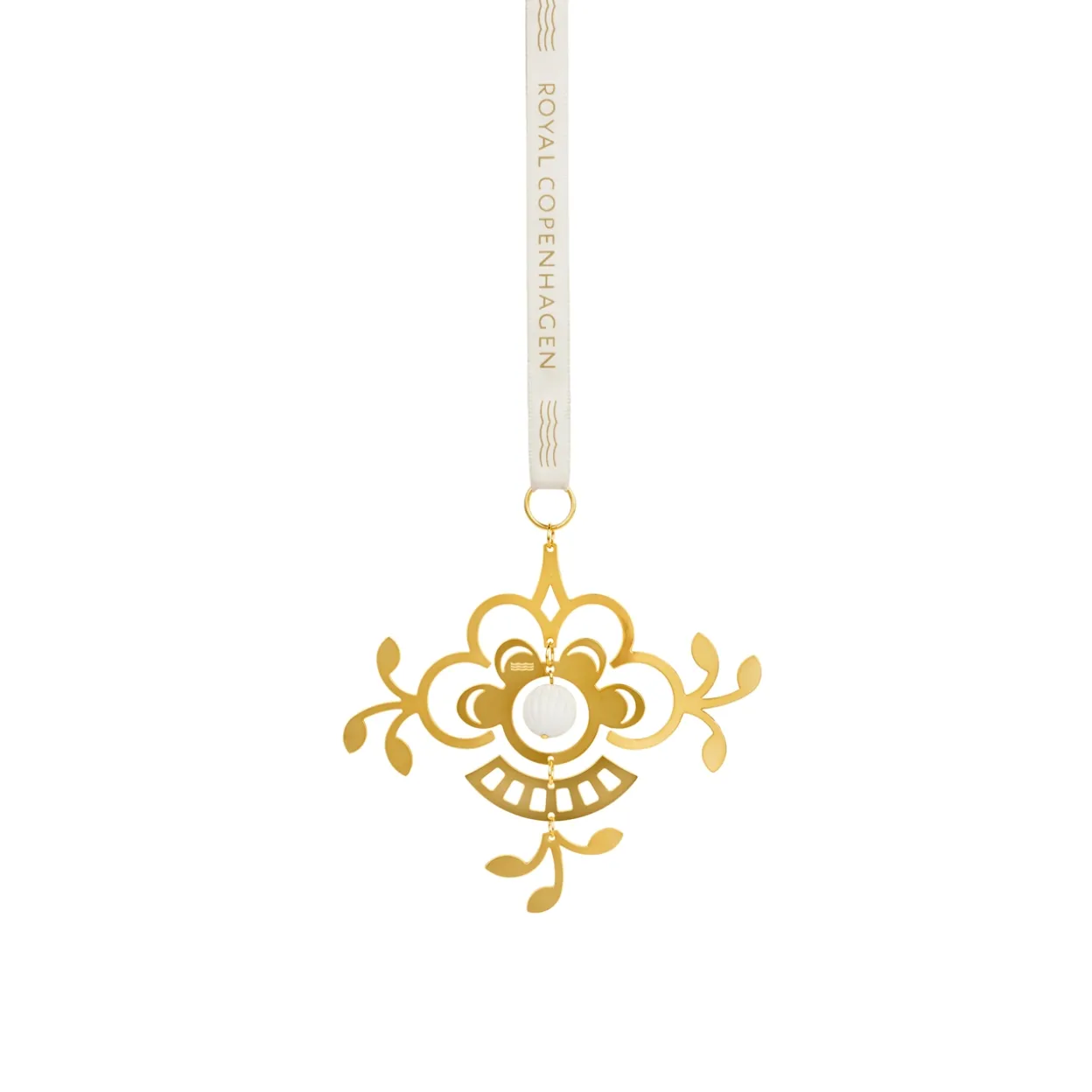 Forgyldt juleornament, blomst, 10 cm