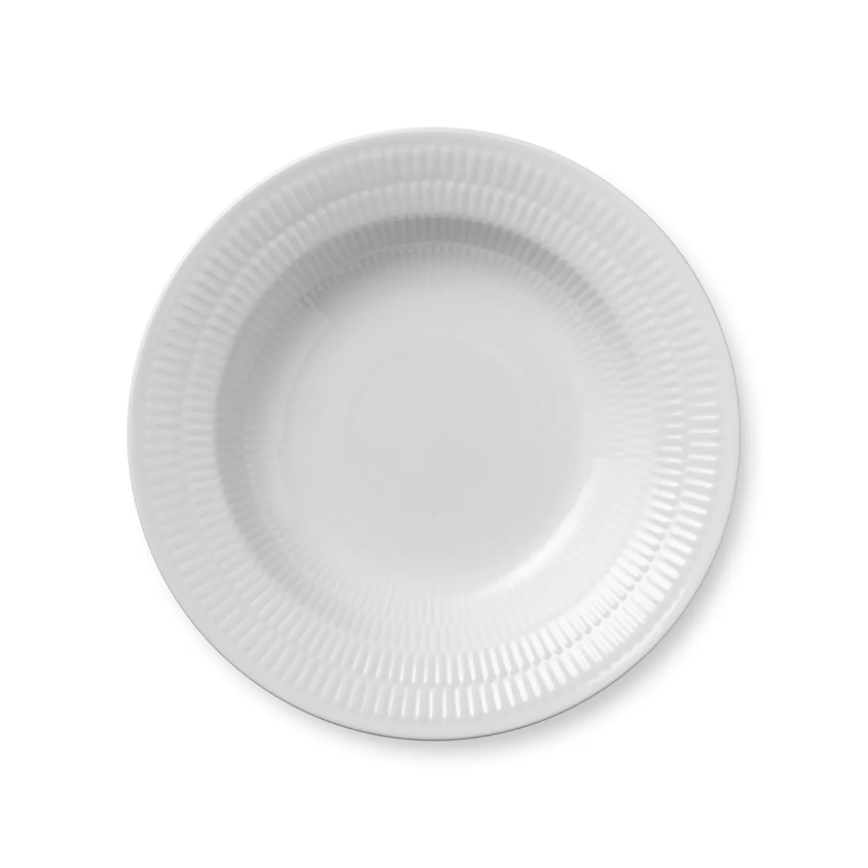 Hvid Riflet dyb tallerken, 21 cm