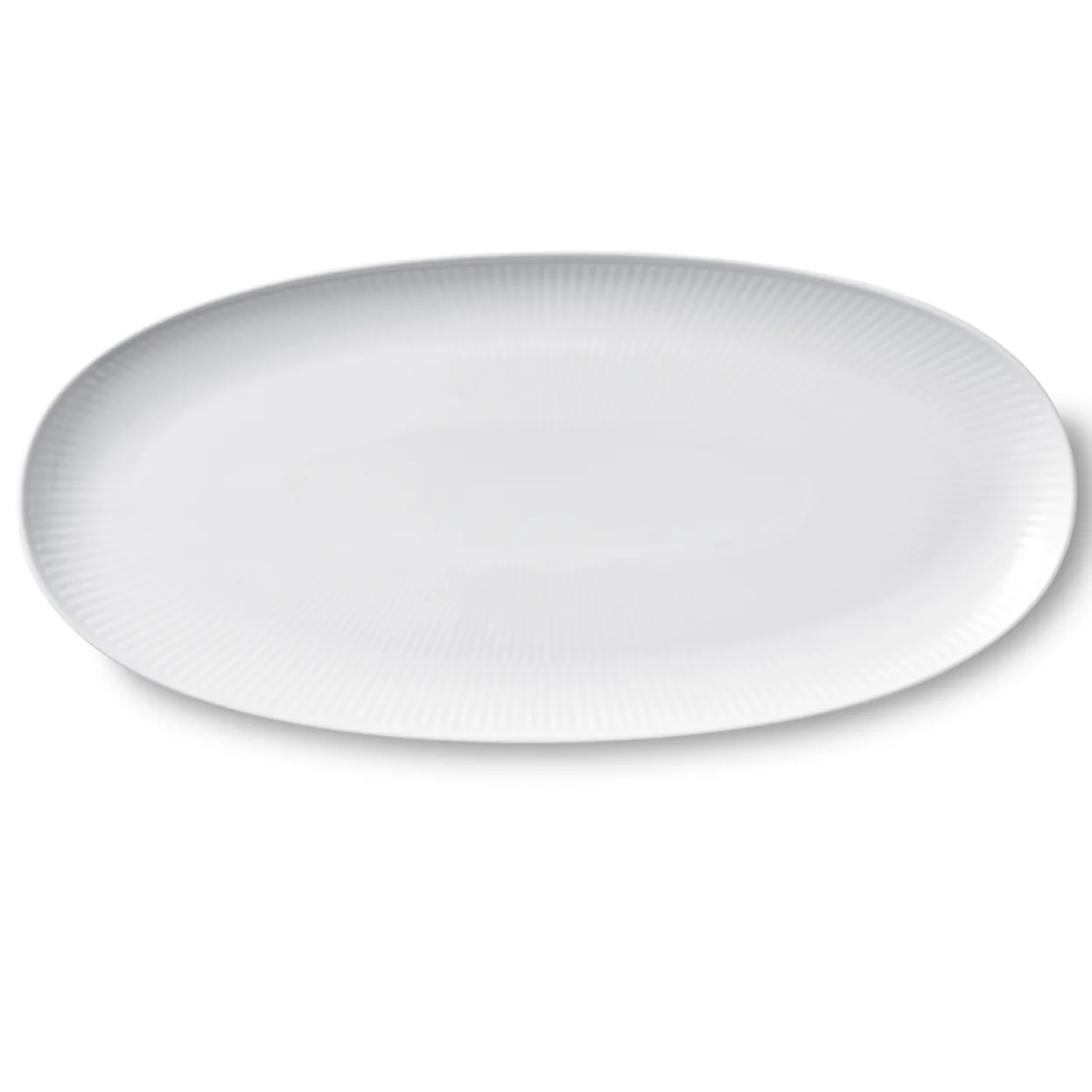 Hvid Riflet fad, 37 cm