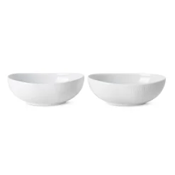 Hvid Riflet oval skål, 37 cl, 2 stk.