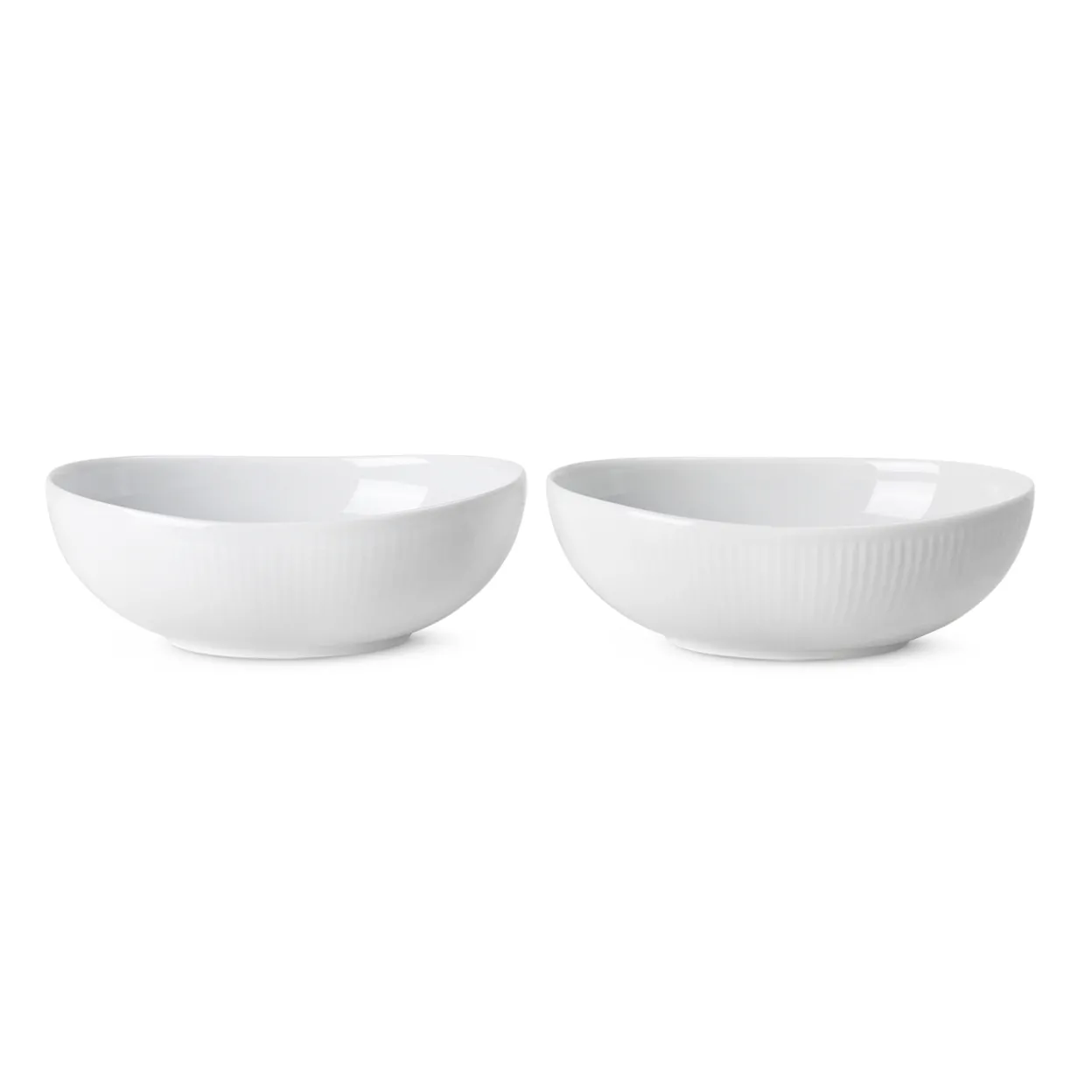 Hvid Riflet oval skål, 37 cl, 2 stk.