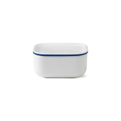 Hvid Riflet smørskål med låg, 6,8 cm