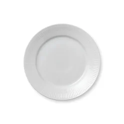 Hvid Riflet tallerken, 19 cm
