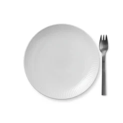 Hvid Riflet Tallerken Coupe, 19 cm