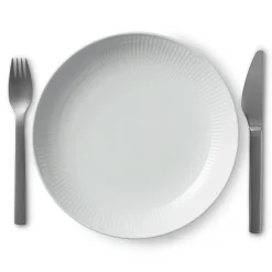 Hvid Riflet tallerken coupe, 25 cm