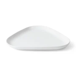 Hvid Riflet trekantet fad, 23 cm