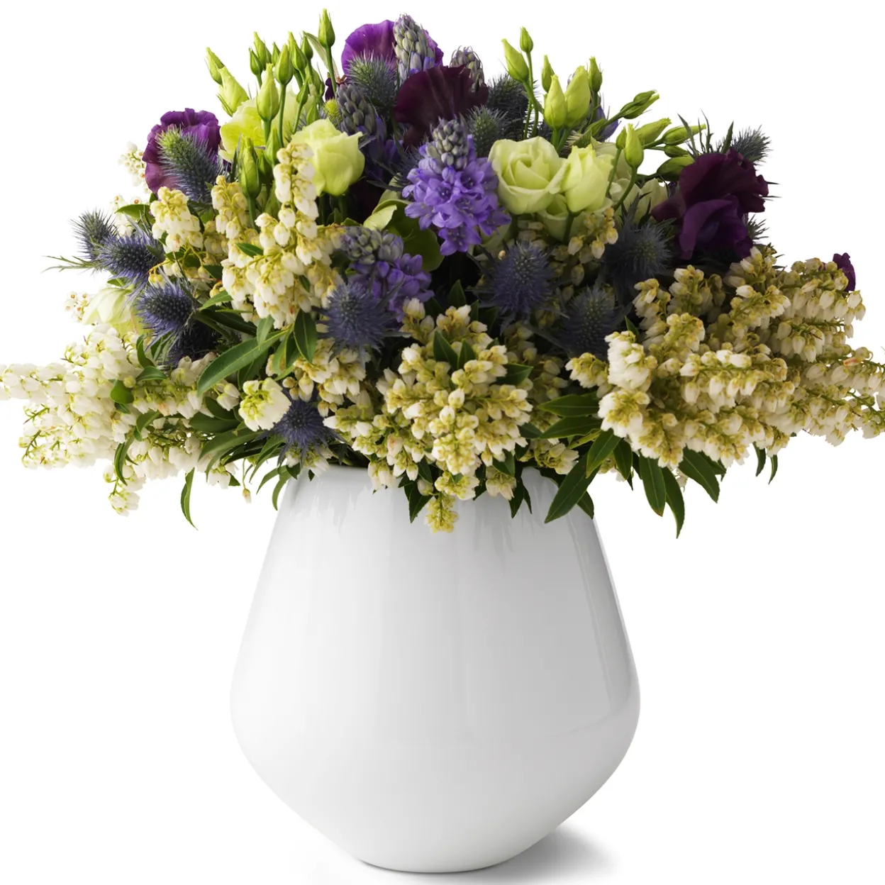 Hvid Riflet vase, 20,5 cm