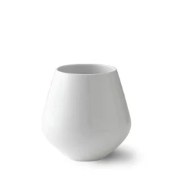 Hvid Riflet vase, 15 cm