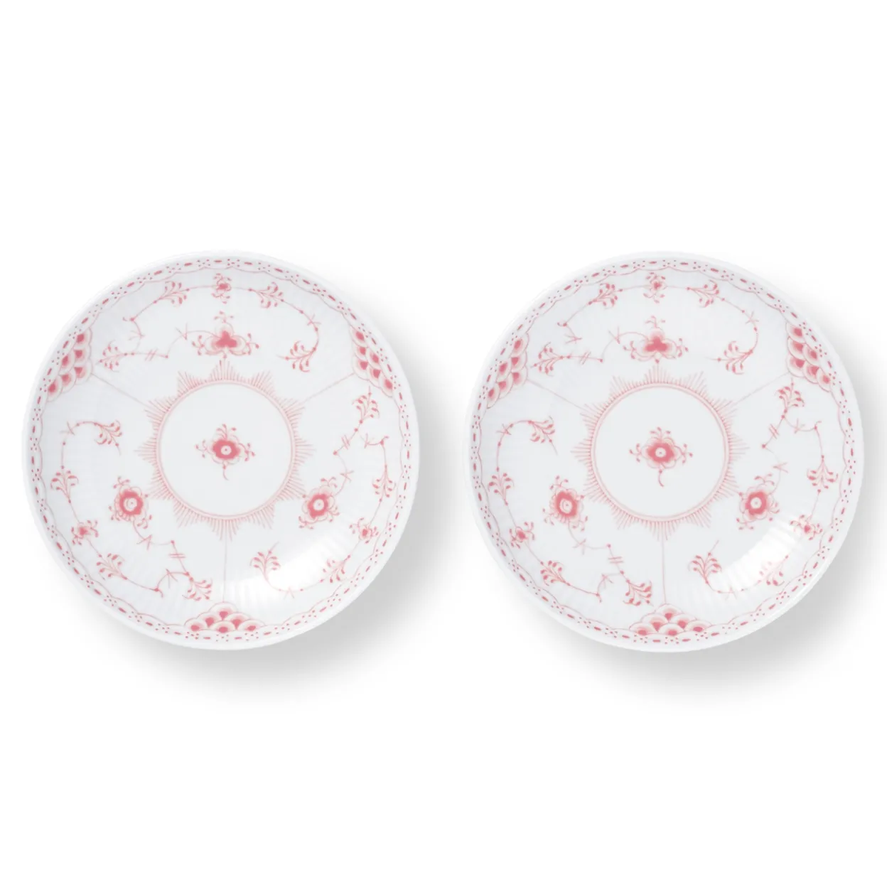 Koral Musselmalet Halvblonde lav skål, 15 cm, 2 stk.