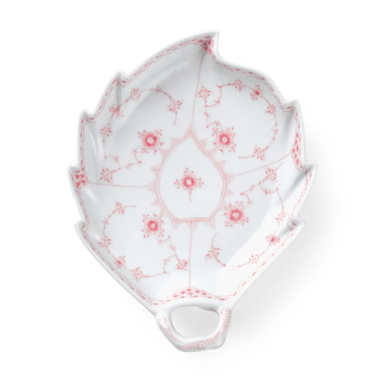 Koral Musselmalet Halvblonde fad, bladformet, 23 cm