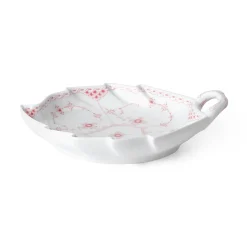 Koral Musselmalet Halvblonde fad, bladformet, 23 cm