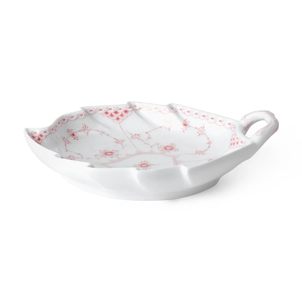Koral Musselmalet Halvblonde fad, bladformet, 23 cm