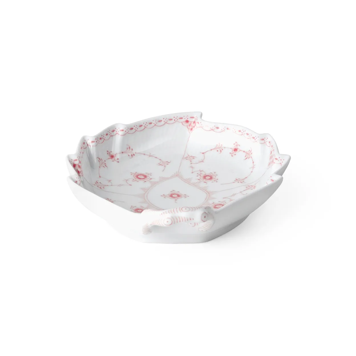 Koral Musselmalet Halvblonde fad, bladformet, 23 cm