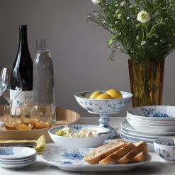 Musselmalet Halvblonde skål på høj fod, 80 cl
