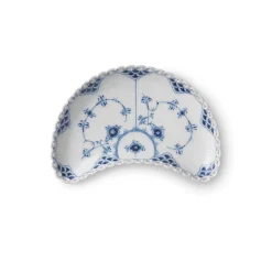 Musselmalet Helblonde halvmåneformet fad, 22 cm