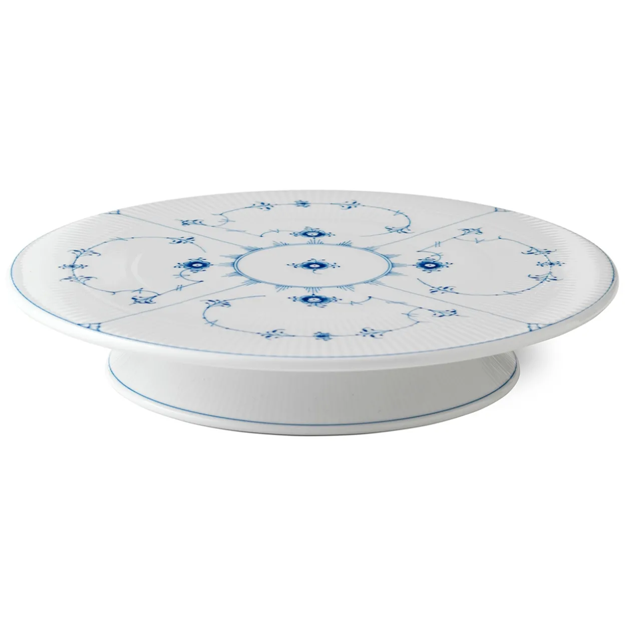 Musselmalet Riflet fad på fod, 32 cm
