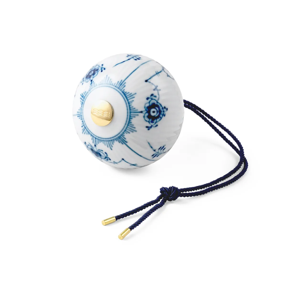 Musselmalet Riflet julekugle, 9,5 cm