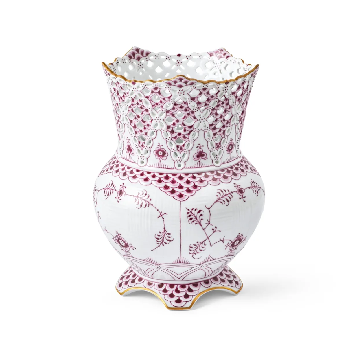 Purpur Musselmalet Helblonde med Guld vase, Limited Edition, 22 cm