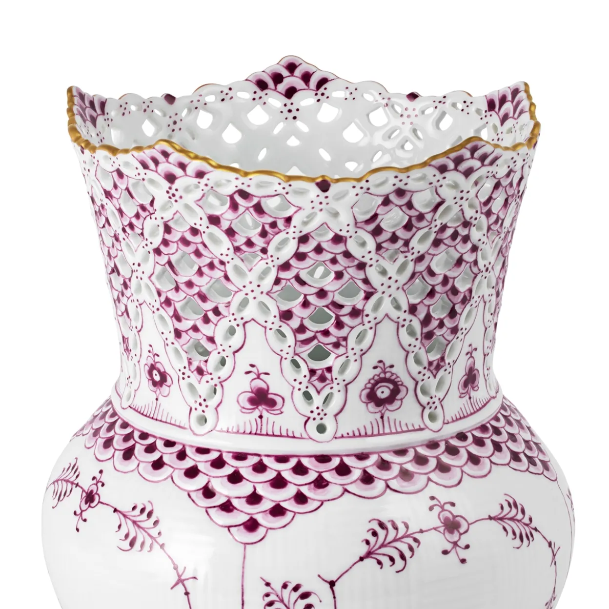 Purpur Musselmalet Helblonde med Guld vase, Limited Edition, 22 cm