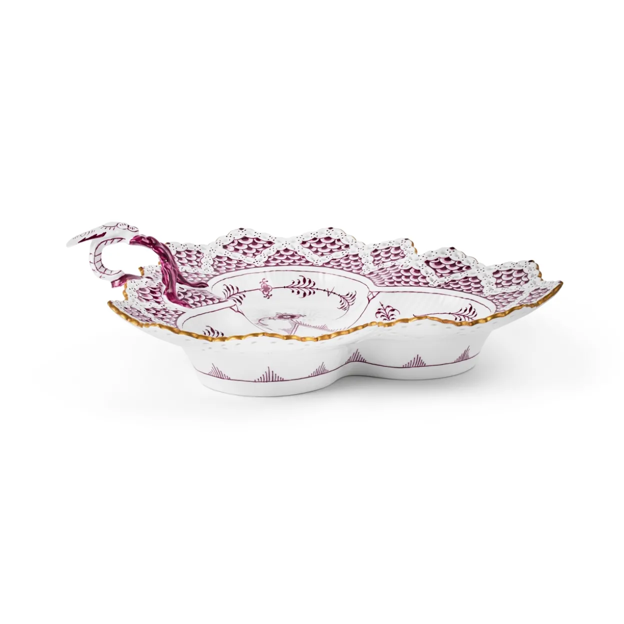 Purpur Musselmalet Helblonde med Guld asiet, Limited Edition, 25 cm