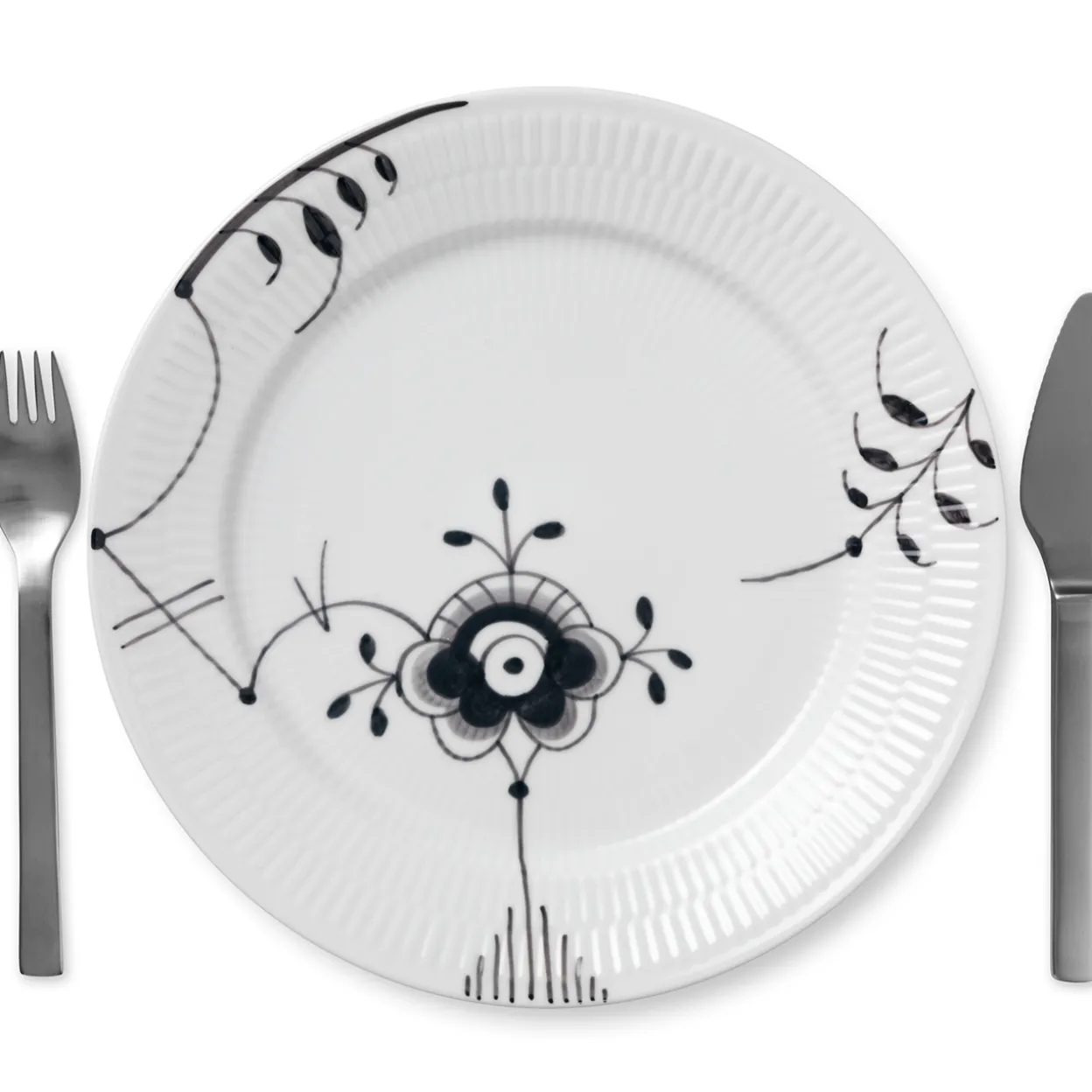 Sort Mega Riflet tallerken, decoration 6, 27 cm