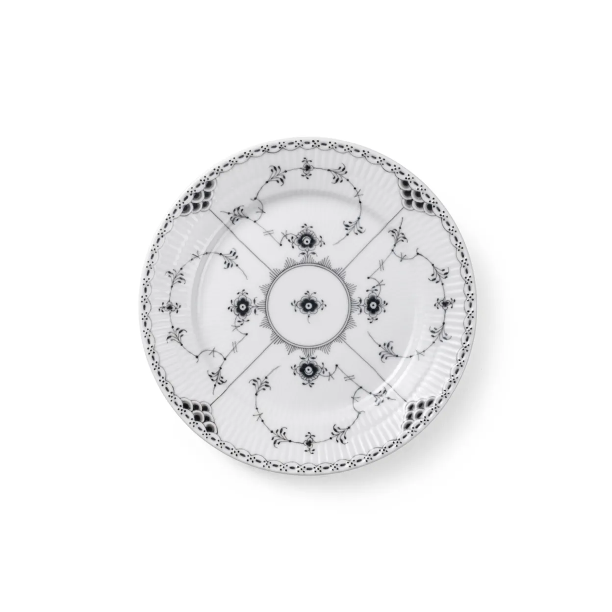 Sort Musselmalet Halvblonde tallerken, 19 cm