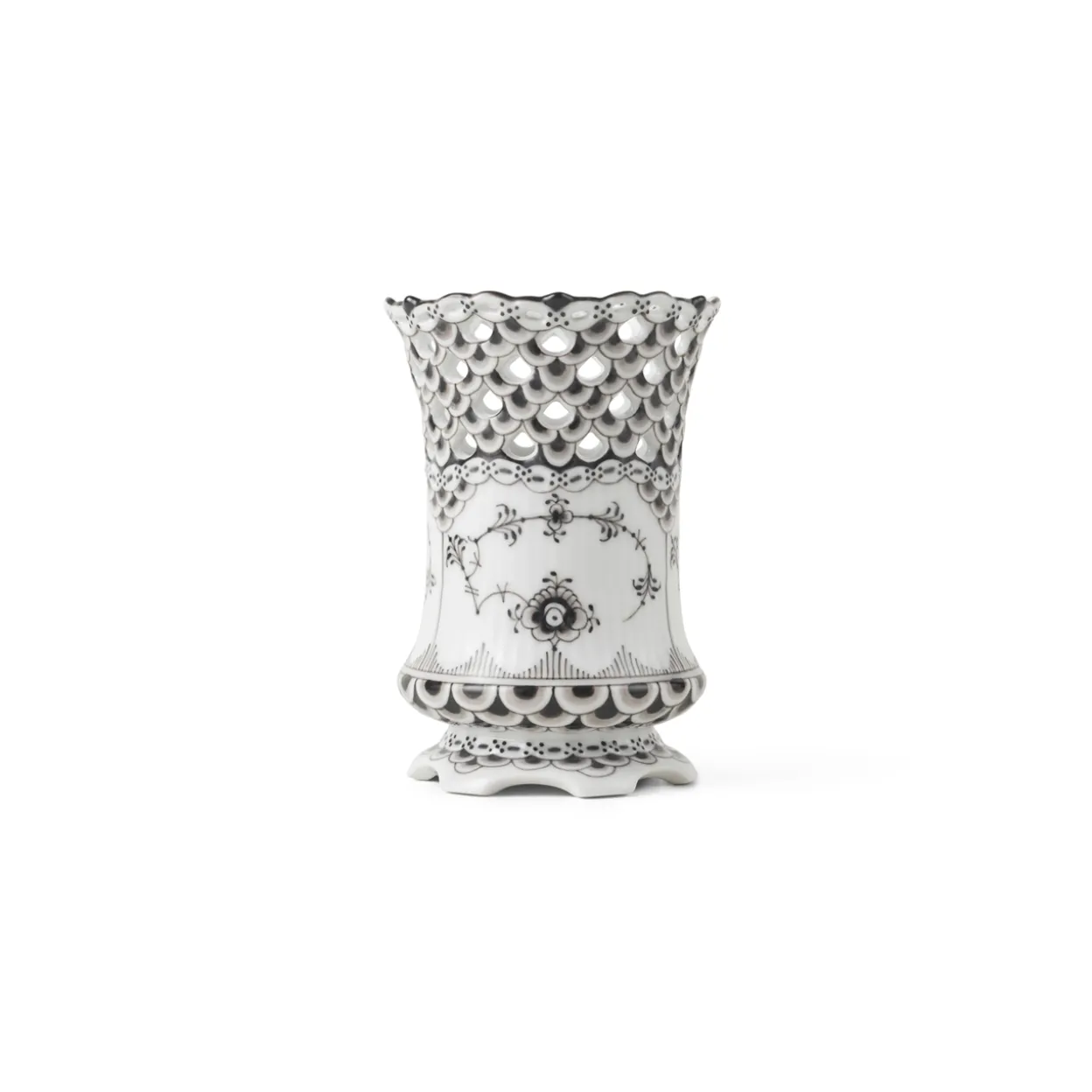 Sort Musselmalet Helblonde vase, 11 cm