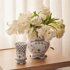 Sort Musselmalet Helblonde vase, 11 cm